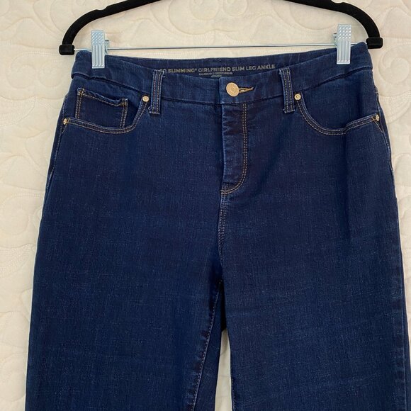 Chico's Girlfriend Slim Leg Ankle Jeans Dark Wash Blue Size 0 / 4R - Picture 2 of 14